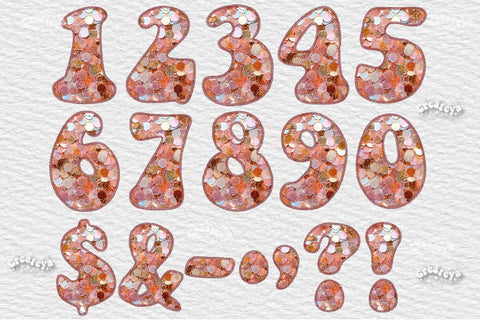 Beige Wedding Alphabet PNG Glitter Letters Numbers Symbols Baby Glitter Sequins and Stitches Sublimation Createya Design 