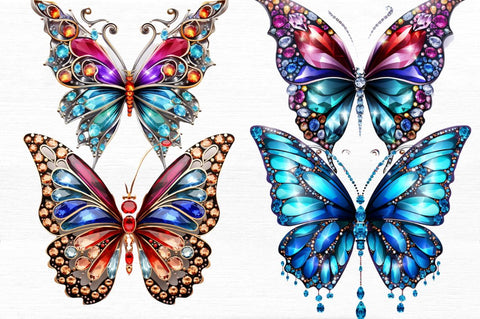 Bejeweled Butterfly Clipart Sublimation Regulrcrative 