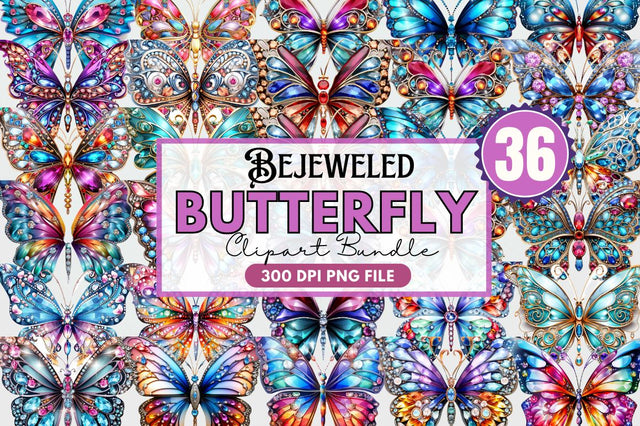 Bejeweled Butterfly Clipart Sublimation Regulrcrative 