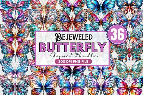 Bejeweled Butterfly Clipart Sublimation Regulrcrative 