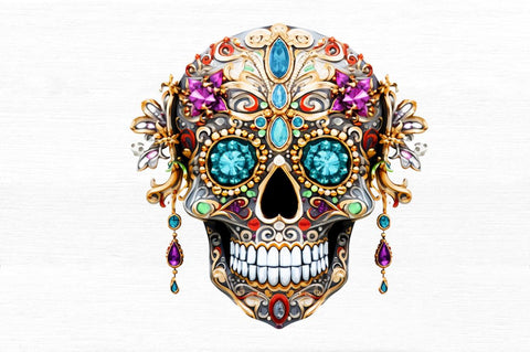Bejeweled Face Skeleton Clipart Sublimation Regulrcrative 