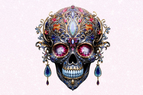 Bejeweled Face Skeleton Clipart Sublimation Regulrcrative 