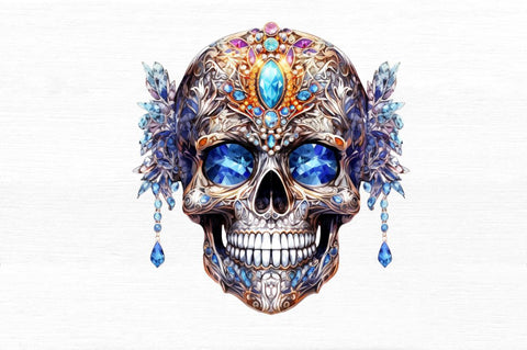 Bejeweled Face Skeleton Clipart Sublimation Regulrcrative 