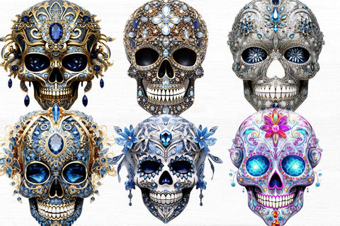 Bejeweled Face Skeleton Clipart Sublimation Regulrcrative 
