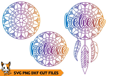 Believe Boho Dreamcatcher | Mandala SVG SVG Zen Kitty 