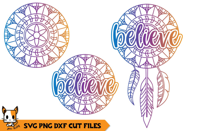 Believe Boho Dreamcatcher | Mandala SVG SVG Zen Kitty 