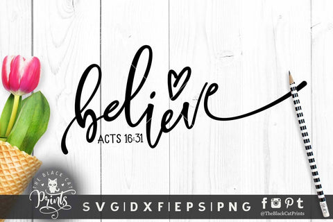 Believe | Christian cut file SVG TheBlackCatPrints 