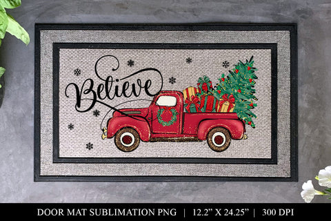 Believe Christmas Door Mat Welcome PNG For Sublimation Sublimation BijouBay 