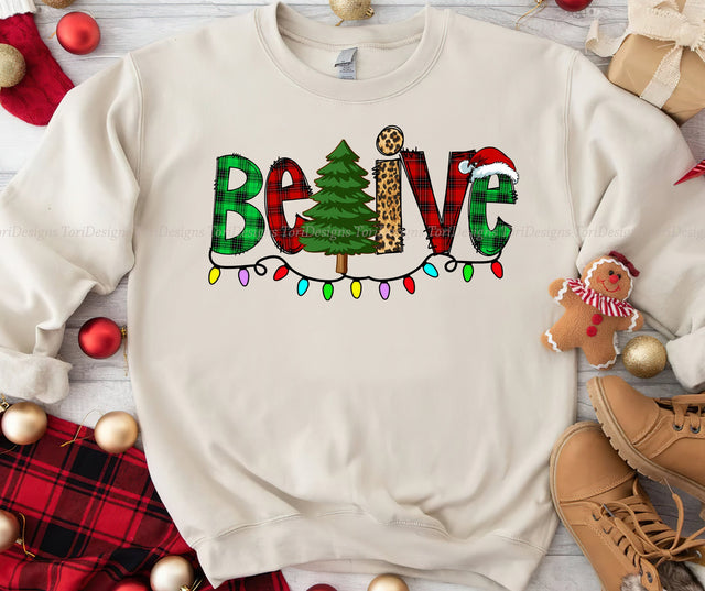 Believe Christmas File PNG Sublimation Design Sublimation ToriDesigns 