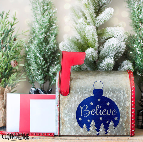 Believe Christmas Ornament SVG Cloth and Pine Designs 