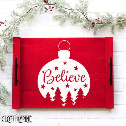 Believe Christmas Ornament SVG Cloth and Pine Designs 