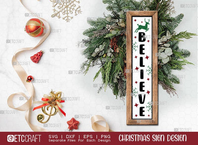 Believe Christmas Sign SVG Cut File | Merry Christmas Svg | Porch Sign | Winter Svg | Farmhouse Decor Svg | Christmas Sign | Christmas Wood Sign Design SVG ETC Craft 