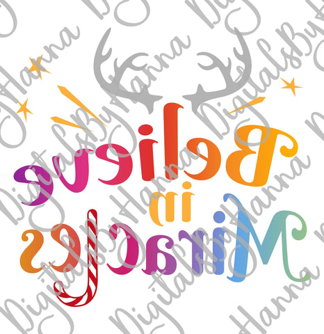 Believe in Miracles Christmas Clipart Print & Cut SVG Digitals by Hanna 