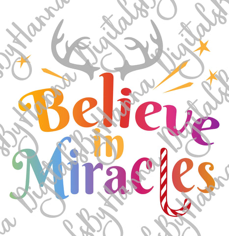 Believe in Miracles Christmas Clipart Print & Cut SVG Digitals by Hanna 