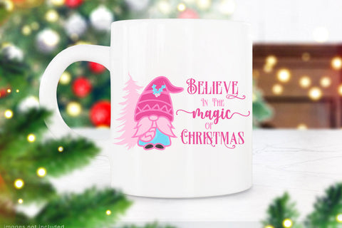 Believe in the Magic I Pink Gnome Christmas Sublimation Sublimation Happy Printables Club 