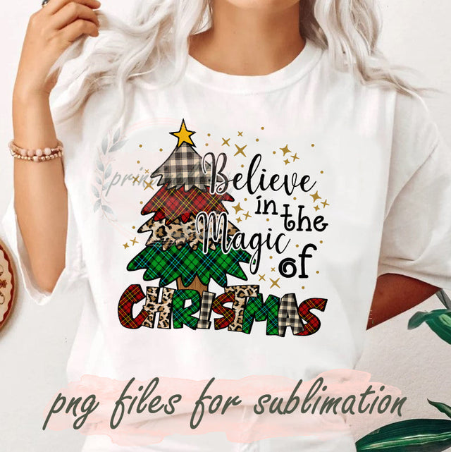 Believe In The Magic Of Christmas Png, Merry Christmas Png, Christmas Gift, Christmas Buffalo Plaid Png, Christmas Tree Design Png, Leopard Png, Christmas Holiday, Digital Download Sublimation PrintingLife 