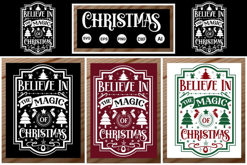Believe In The Magic Of Christmas Round Porch SVG SVGs,Quotes and Sayings,Food & Drink,On Sale, Print & Cut SVG DesignPlante 503 