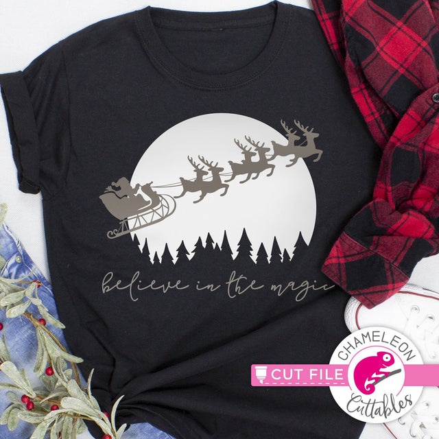 Believe in the Magic of Christmas Santa moon svg png dxf SVG Chameleon Cuttables 