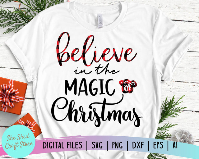 Believe In The Magic Of Christmas SVG, Buffalo Plaid Christmas Svg, Christmas SVG SVG She Shed Craft Store 