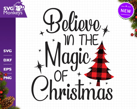 Believe In The Magic Of Christmas Svg, Christmas Buffalo Plaid Svg SVG SvgMonkeys 