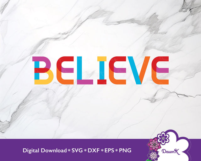 Believe Inspire Orange Multicolored Artist SVG SVG DawnKDesigns 