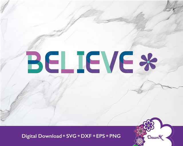 Believe Inspire Purple Multicolored Artist SVG SVG DawnKDesigns 