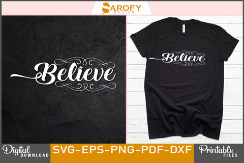 Believe Merry Christmas SVG design for cricut printable EPS PNG DXF files SVG Sarofydesign 