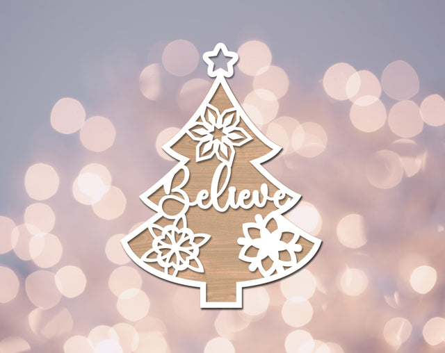 Believe Ornament Laser SVG Cut File SVG HappyDesignStudio 