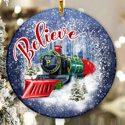 Believe Polar Train Ornament, Christmas ornament, PNG Sublimation design, Family ornament PNG Ornaments, Winter ornaments, round ornament Sublimation CaldwellArt 