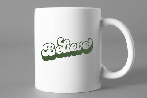 Believe Retro Christmas SVG - PNG, DXF, SVG, EPS, Cut File SVG Style and Stencil 