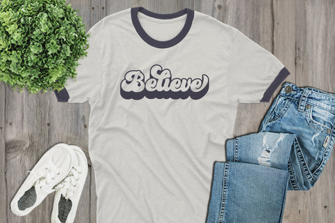 Believe Retro Christmas SVG - PNG, DXF, SVG, EPS, Cut File SVG Style and Stencil 