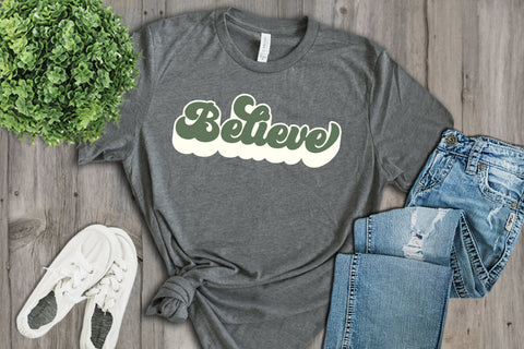 Believe Retro Christmas SVG - PNG, DXF, SVG, EPS, Cut File SVG Style and Stencil 