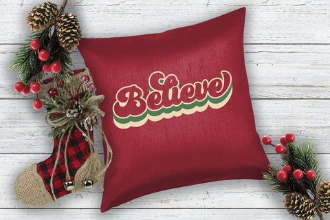 Believe Retro Christmas SVG SVG Style and Stencil 