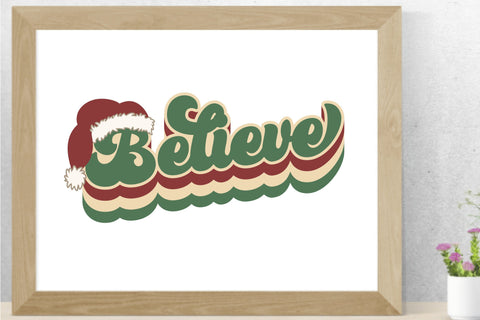 Believe Retro Christmas SVG SVG Style and Stencil 
