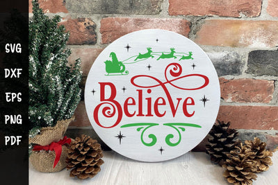Believe SVG | Christmas Round Sign SVG SVG CraftLabSVG 