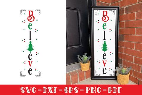 Believe SVG, Christmas Vertical Sign SVG SVG CraftLabSVG 