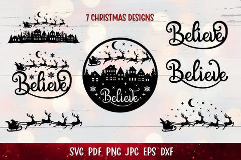 Believe SVG | Santa Sleigh SVG| Believe Door Hanger SVG goodfox86 