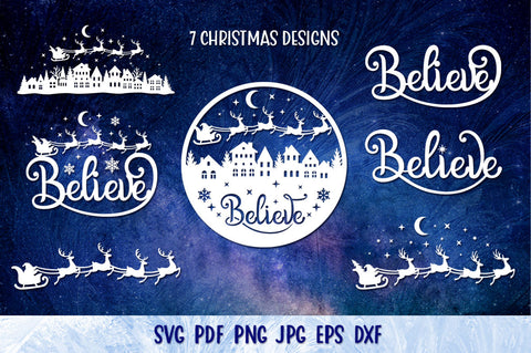 Believe SVG | Santa Sleigh SVG| Believe Door Hanger SVG goodfox86 