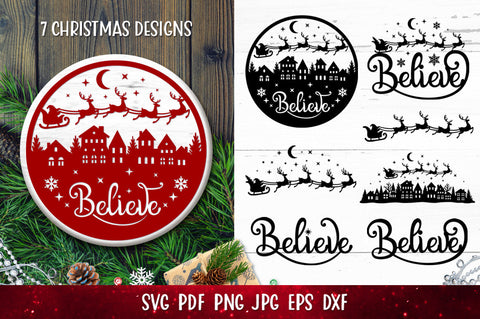 Believe SVG | Santa Sleigh SVG| Believe Door Hanger SVG goodfox86 