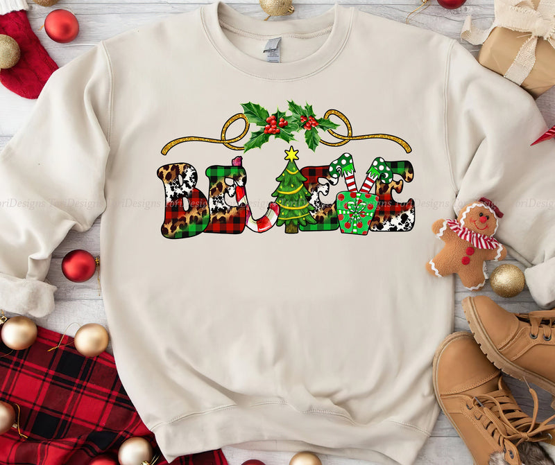 Believe Western Christmas Png Sublimation Design Sublimation ToriDesigns 