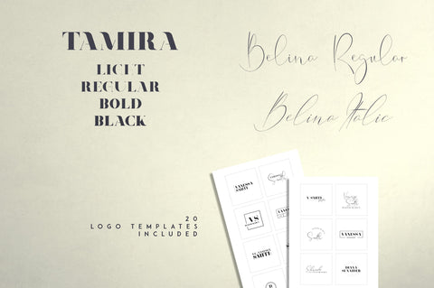 Belinda Tamira - Font duo + 20 Logos Font VPcreativeshop 