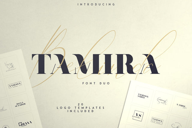 Belinda Tamira - Font duo + 20 Logos Font VPcreativeshop 
