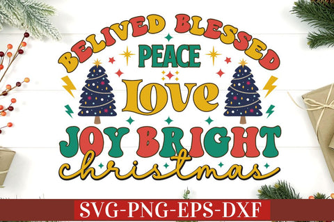 Belived blessed peace love joy bright christmas SVG SVG DESIGNISTIC 