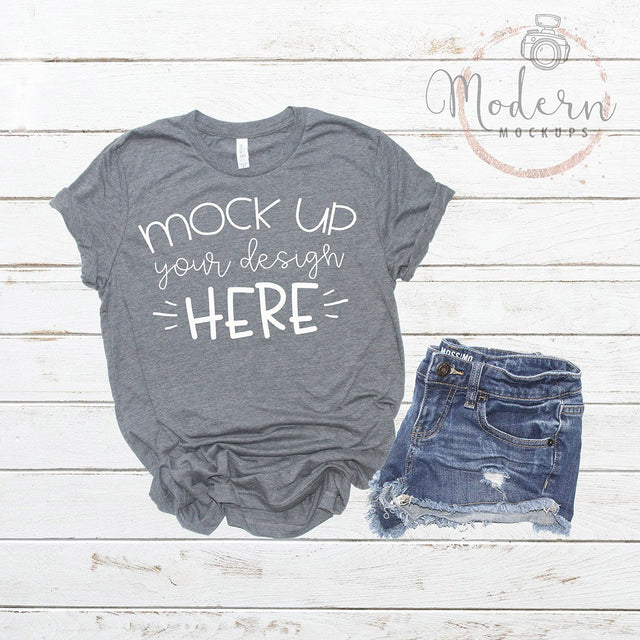 Bella Canvas 3001 Deep Heather Mockup Mock Up Photo Modern Mockups Studio 