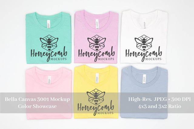 Bella Canvas 3001 Mockup, Folded Shirt Mockup, Color Showcase, Family Mockup, Group Mockup, Easter Mockup Mock Up Photo Honeycomb Mockups 