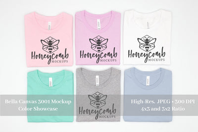 Bella Canvas 3001 Mockup, Folded Shirt Mockup, Group Mockup, Family Mockup, Easter Mockup Mock Up Photo Honeycomb Mockups 