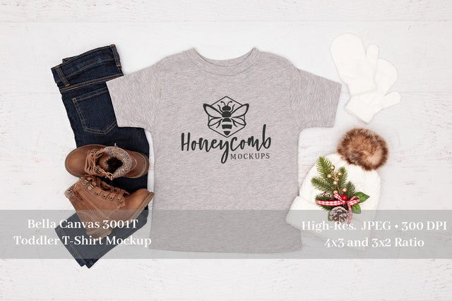 Bella Canvas 3001T Heather Athletic Mockup, Christmas Mockup, Toddler T-Shirt Mockup Mock Up Photo Honeycomb Mockups 