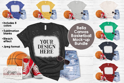 Bella Canvas Basketball Mockup Bundle includes Bleached T-Shirts Mock Up Photo Simply Sublimation 