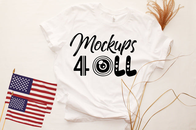 Bella Canvas Unisex 3413 or 3001 White T-shirt Mock Up MockUp Image - Feminine Mock Up - 4th Of July Patriotic Mock Up - 6/20 Mock Up Photo ArtStudio 