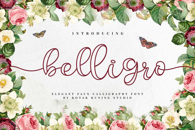 Belligro Script Font Font Kotak Kuning Studio 